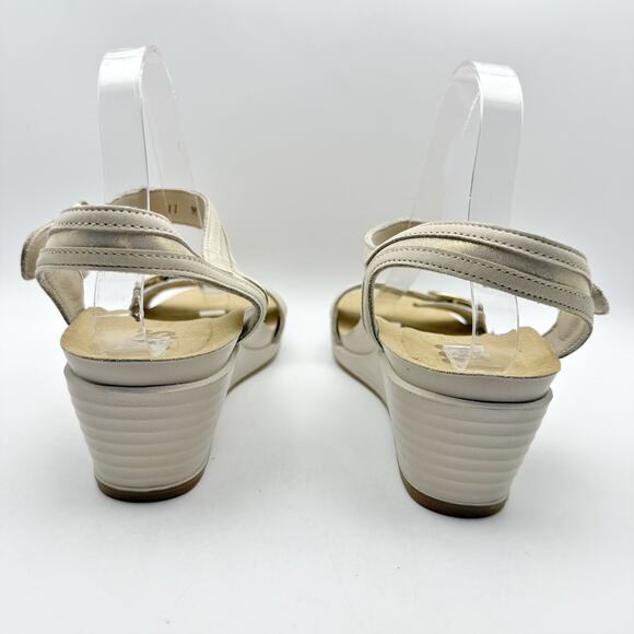 SAS Womens Seight Wedge Sandal Size 10 WW Gold Beige Leather NIB - Picture 9 of 12